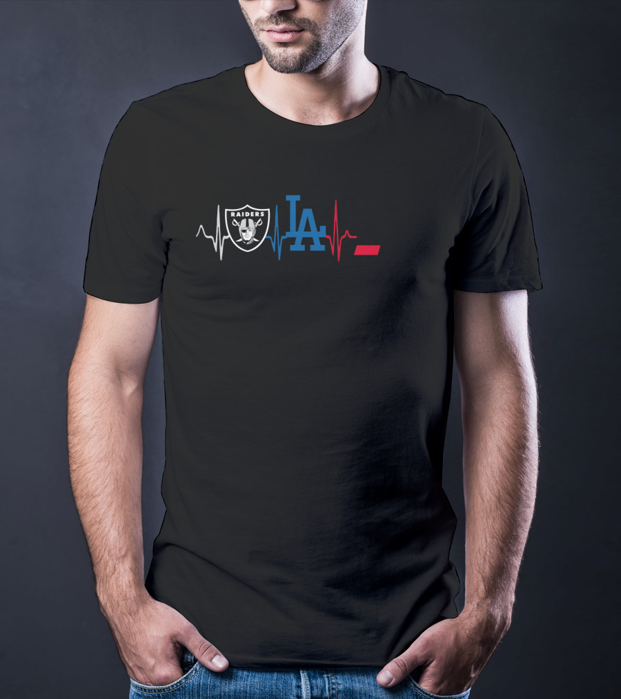 Raiders Dodgers Cincinnati Bearcats Heartbeat T-Shirt