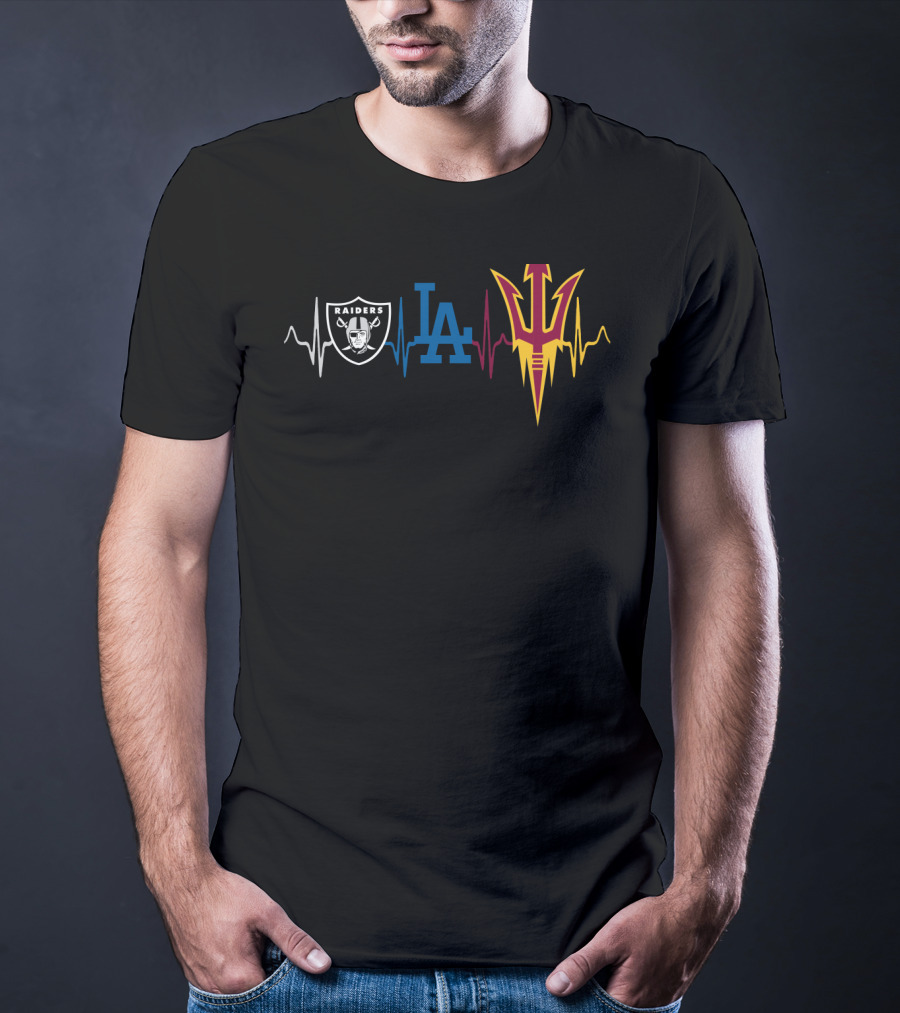Raiders La Dodgers Arizona State Heartbeat T-Shirt