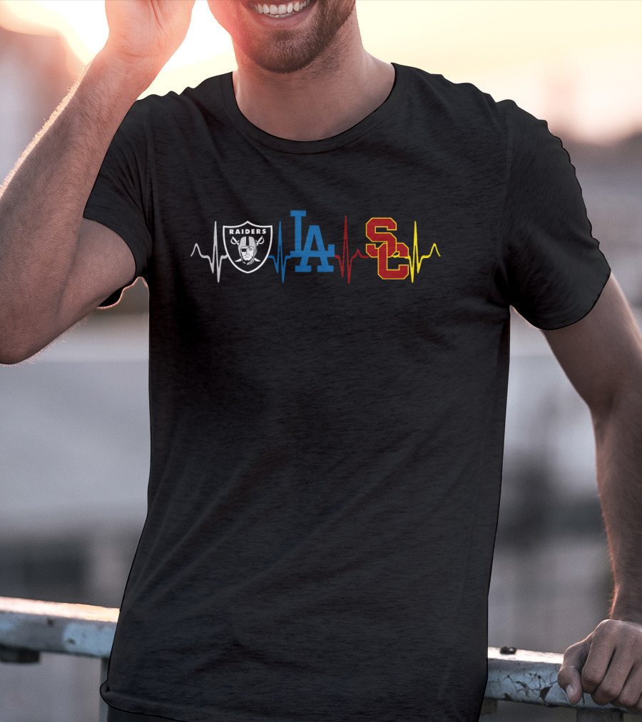 Raiders Dodgers Usc Heartbeat T-Shirt