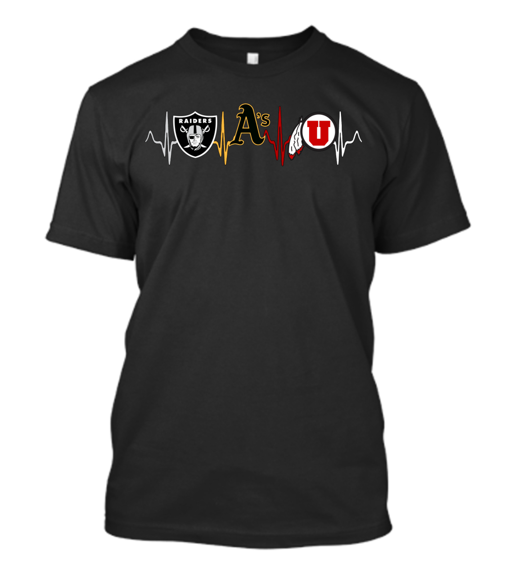 Raiders A's Utah U Heartbeat Line Sports Combo T-Shirt