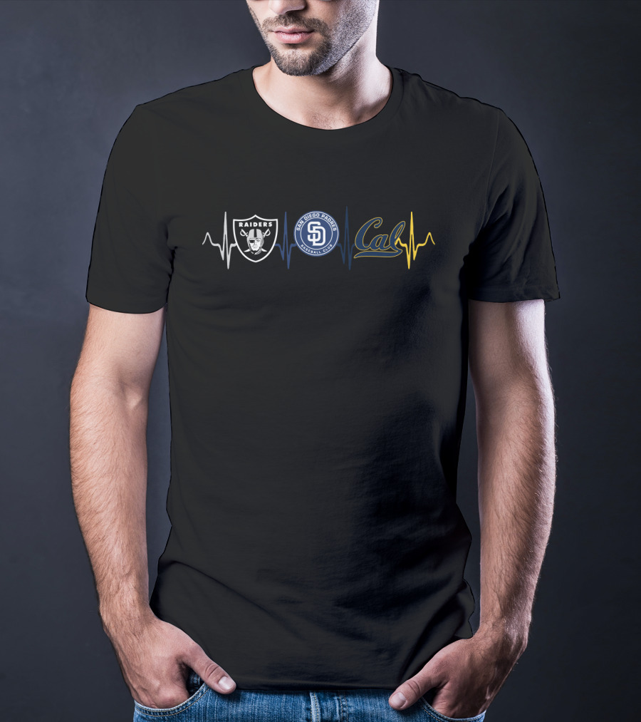 Raiders San Diego Padres Cal Bear Heartbeat T-Shirt