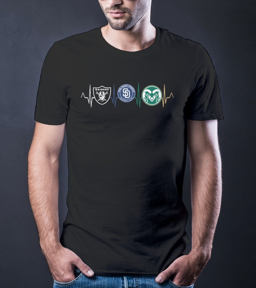 Raiders Padres Rams Heartbeat Fans Collection T-Shirt