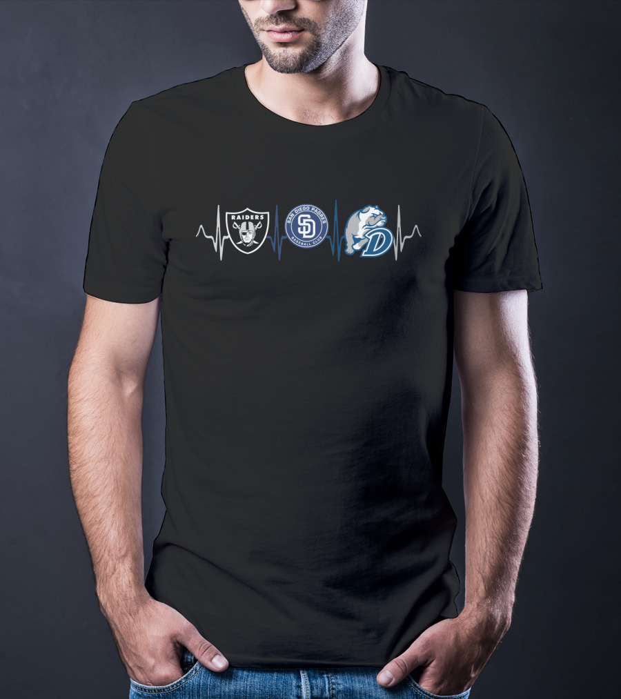 Raiders Padres Db Heartbeat Logo Trio T-Shirt