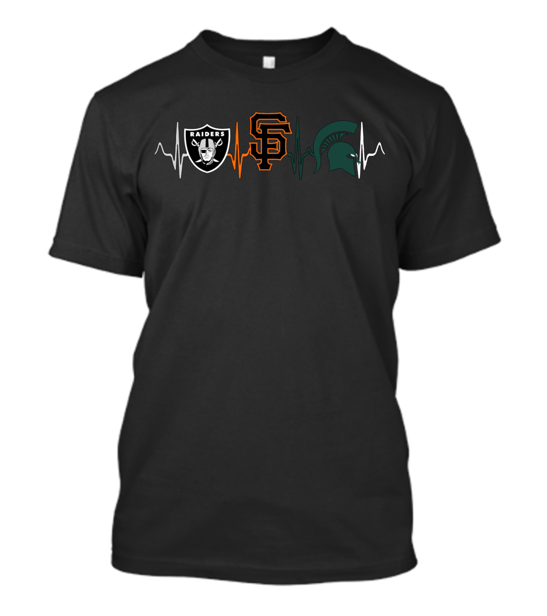 Raiders Giants Michigan State Heartbeat T-Shirt