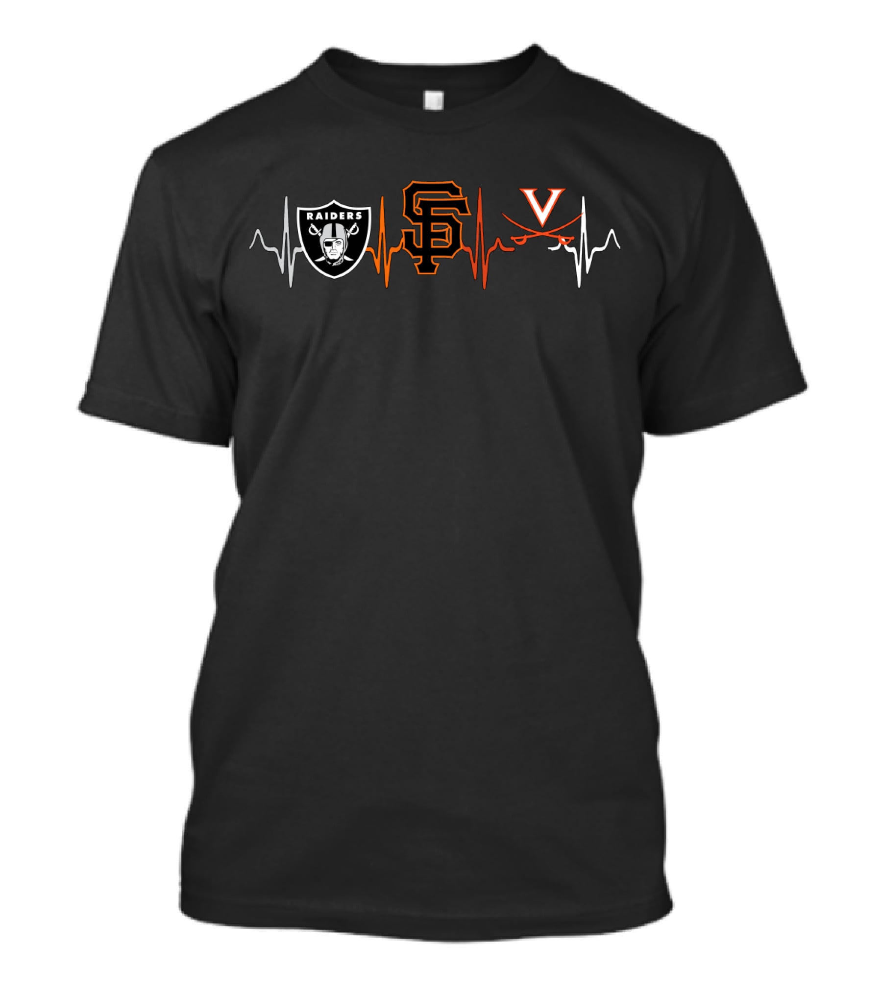 Raiders Sf Giants Virginia Cavaliers Heartbeat T-Shirt
