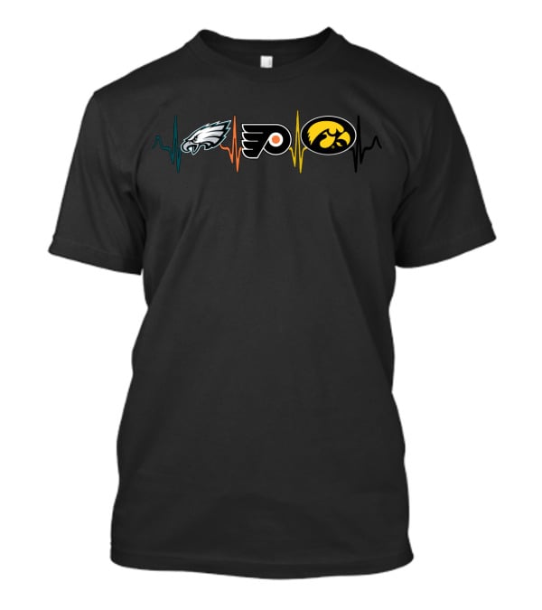 Philadelphia Eagles Philadelphia Flyers Iowa Hawkeyes Heartbeat T-Shirt