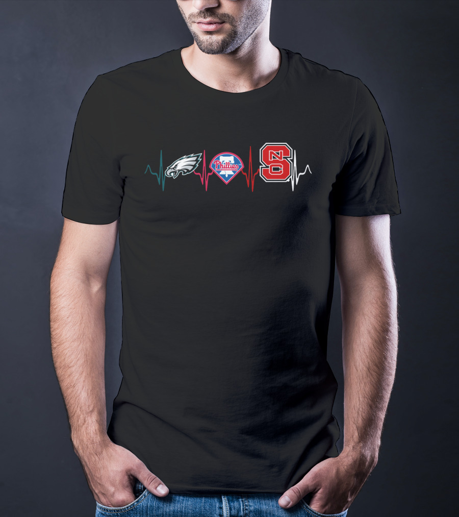 Eagles Phillies Ncs Heartbeat Logo Combination T-Shirt