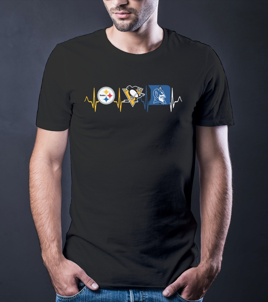 Steelers Penguins Duke Blue Devils Heartbeat T-Shirt