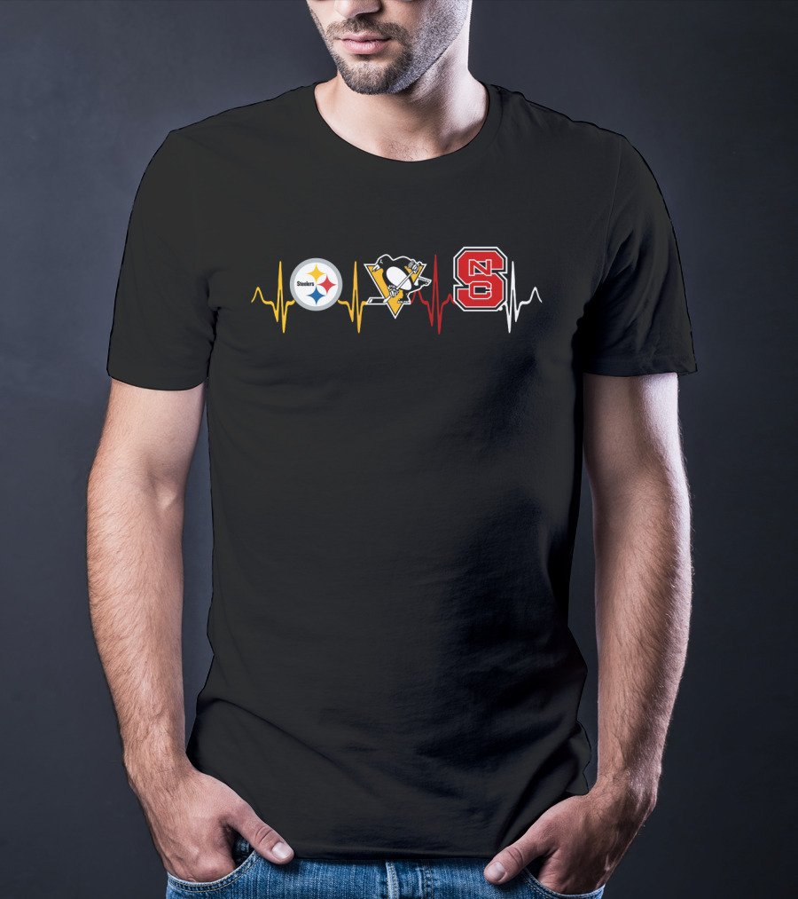 Steelers Penguins Nc State Heartbeat T-Shirt