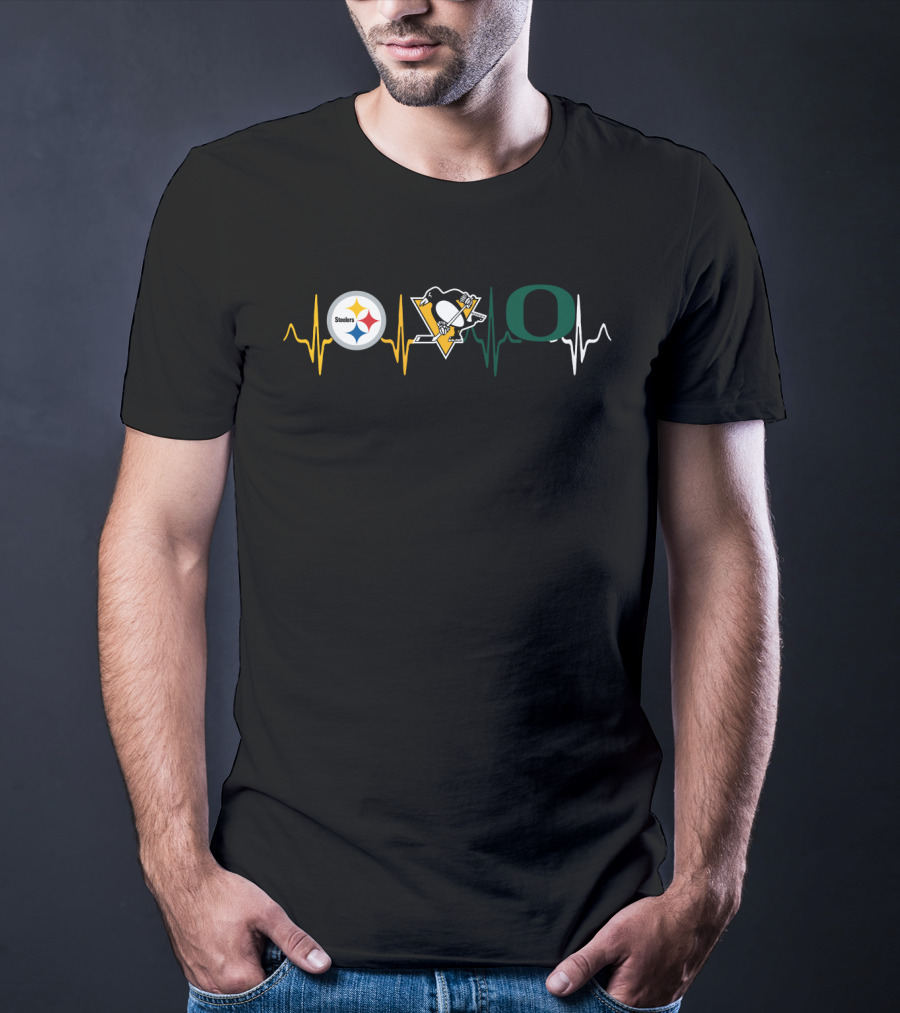 Love Steelers Penguins Oregon Heartbeat T-Shirt