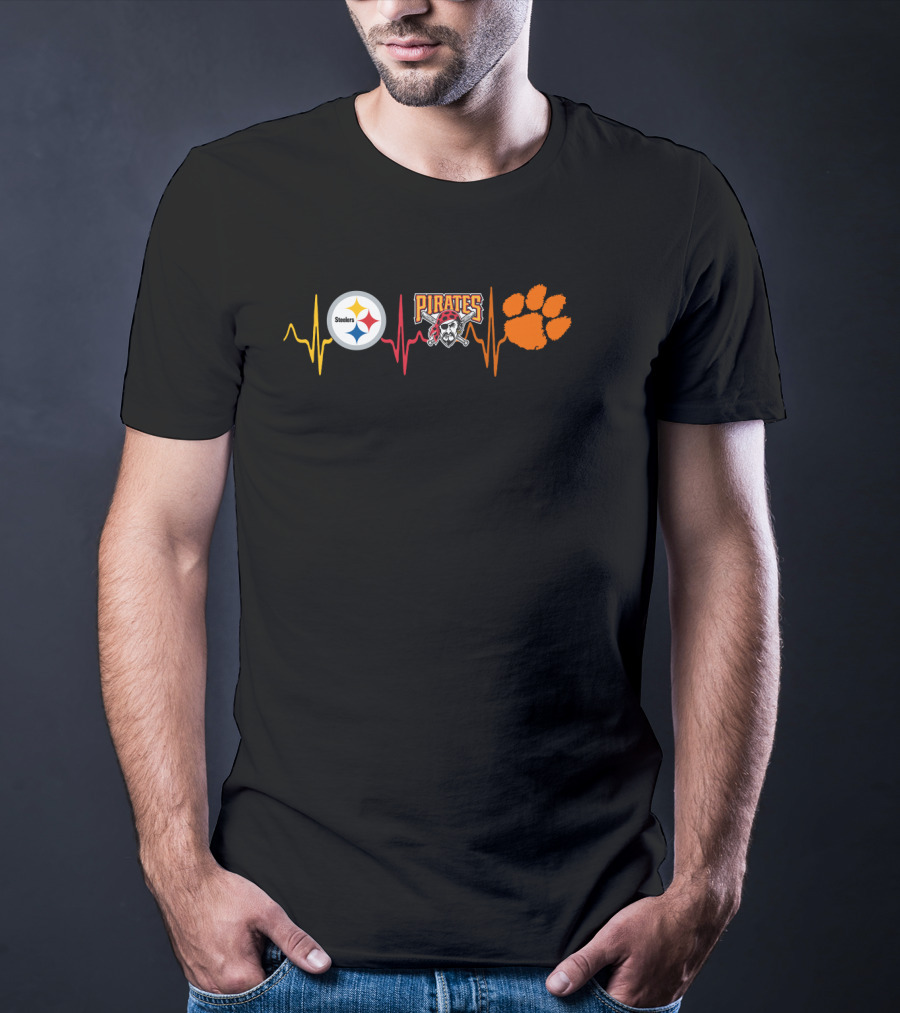 Steelers Pirates Clemson Heartbeat T-Shirt