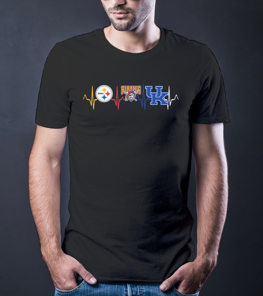 Steelers Pirates Kentucky Wildcats Heartbeat T-Shirt