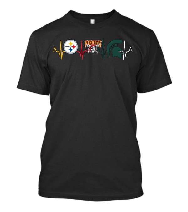 Steelers Pirates Michigan State Spartans Heartbeat T-Shirt