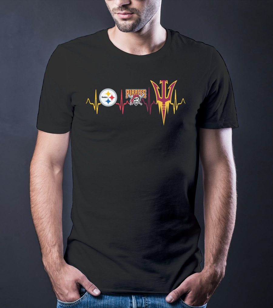 Steelers Pirates Sun Devils Heartbeat T-Shirt