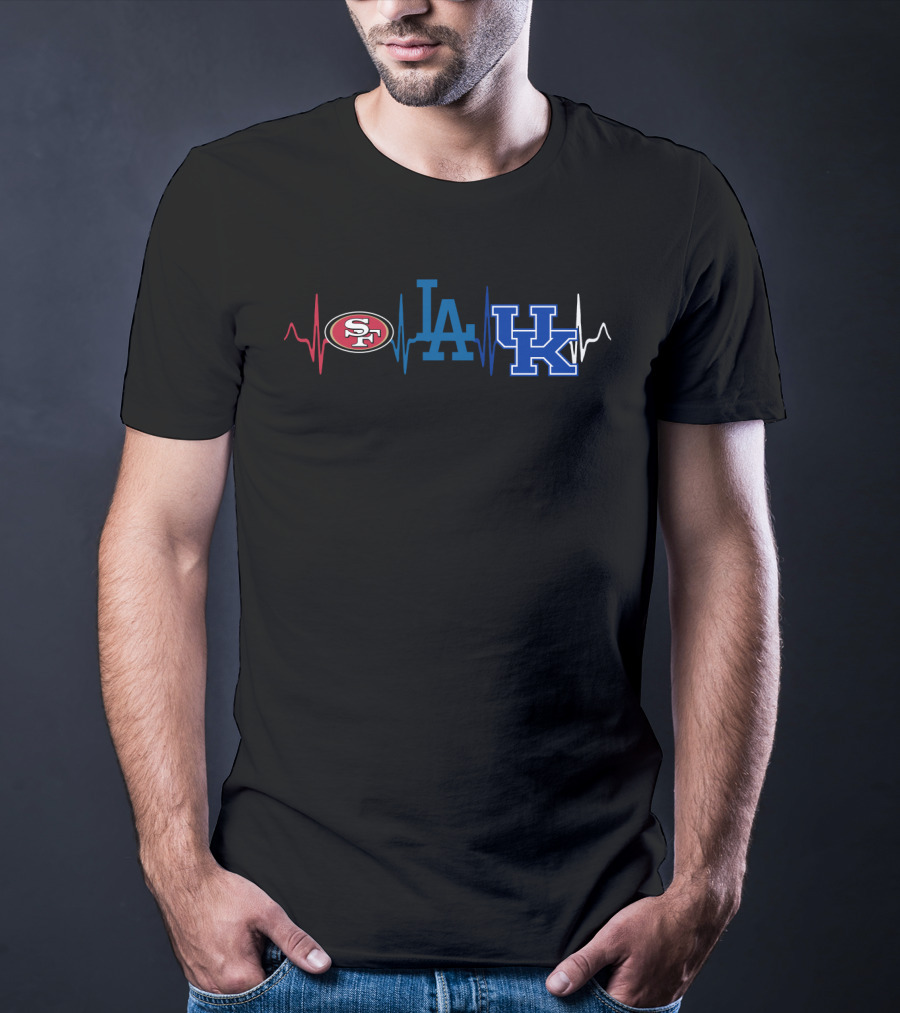 Love 49ers Dodgers Uk Icons Heartbeat T-Shirt