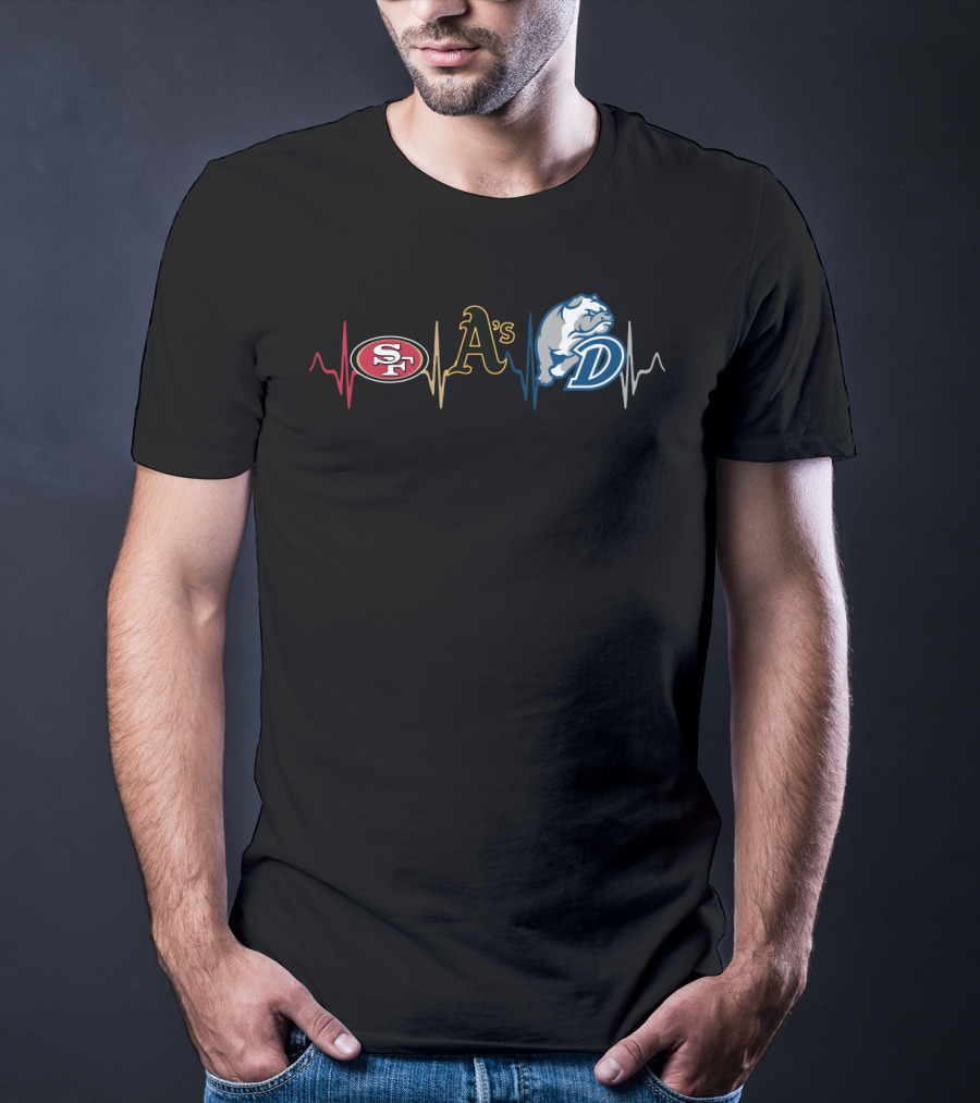 49ers A's Drake Bulldogs Heartbeat T-Shirt