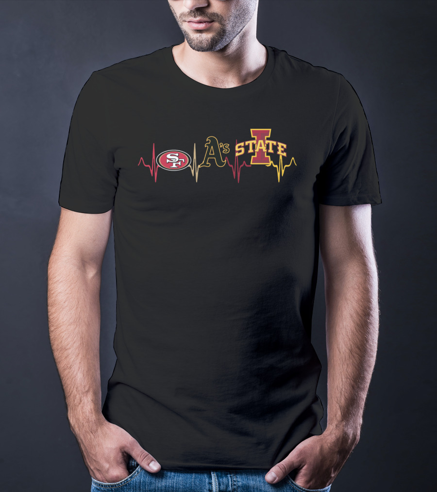 Love 49ers Athletics A's State Heartbeat Isc T-Shirt