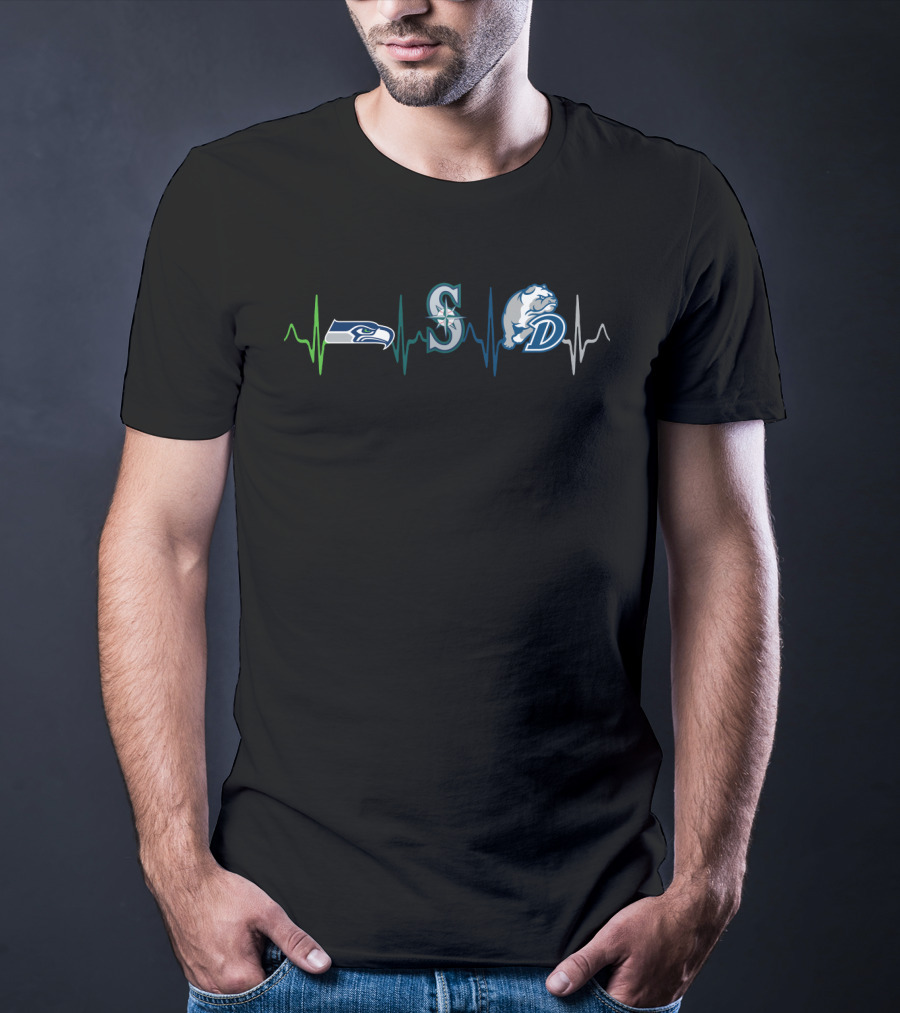 Seahawks Mariners Db Bulldogs Heartbeat T-Shirt