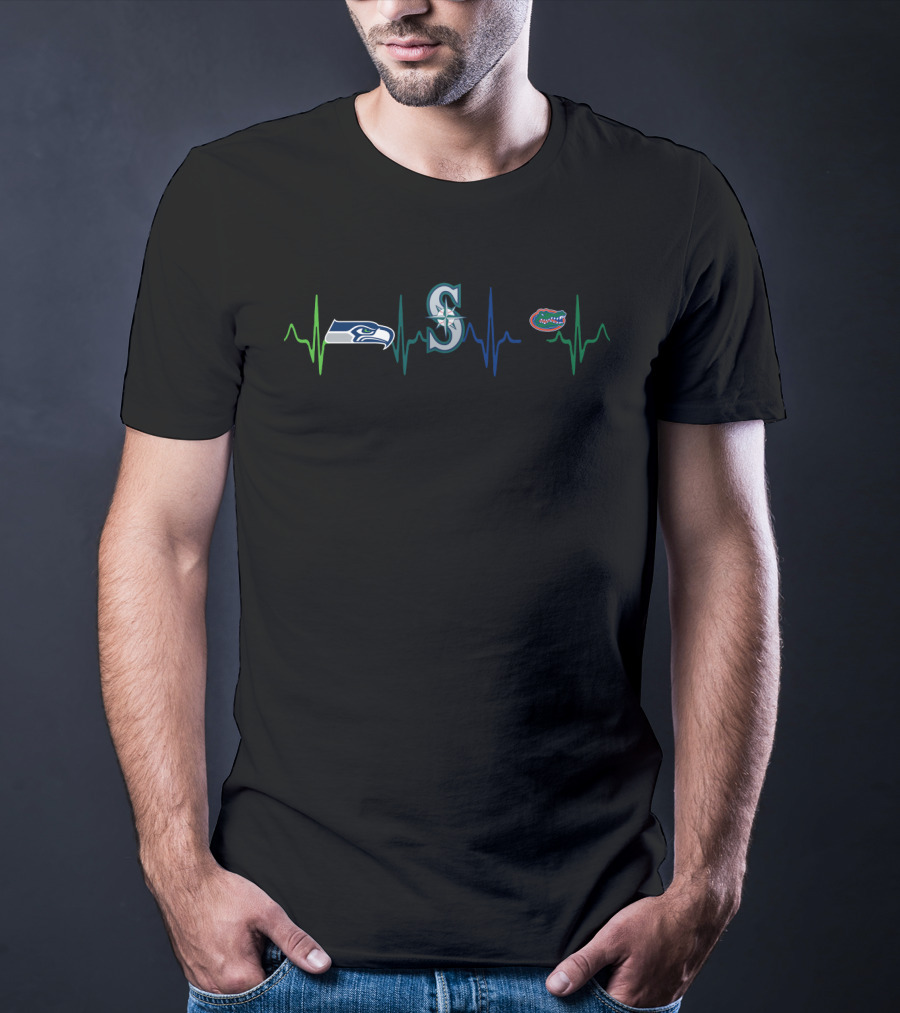 Seahawks Mariners Florida Gators Heartbeat Love T-Shirt