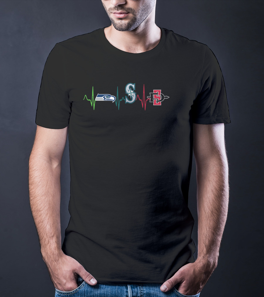 Seahawks Mariners Sdsu Heartbeat T-Shirt
