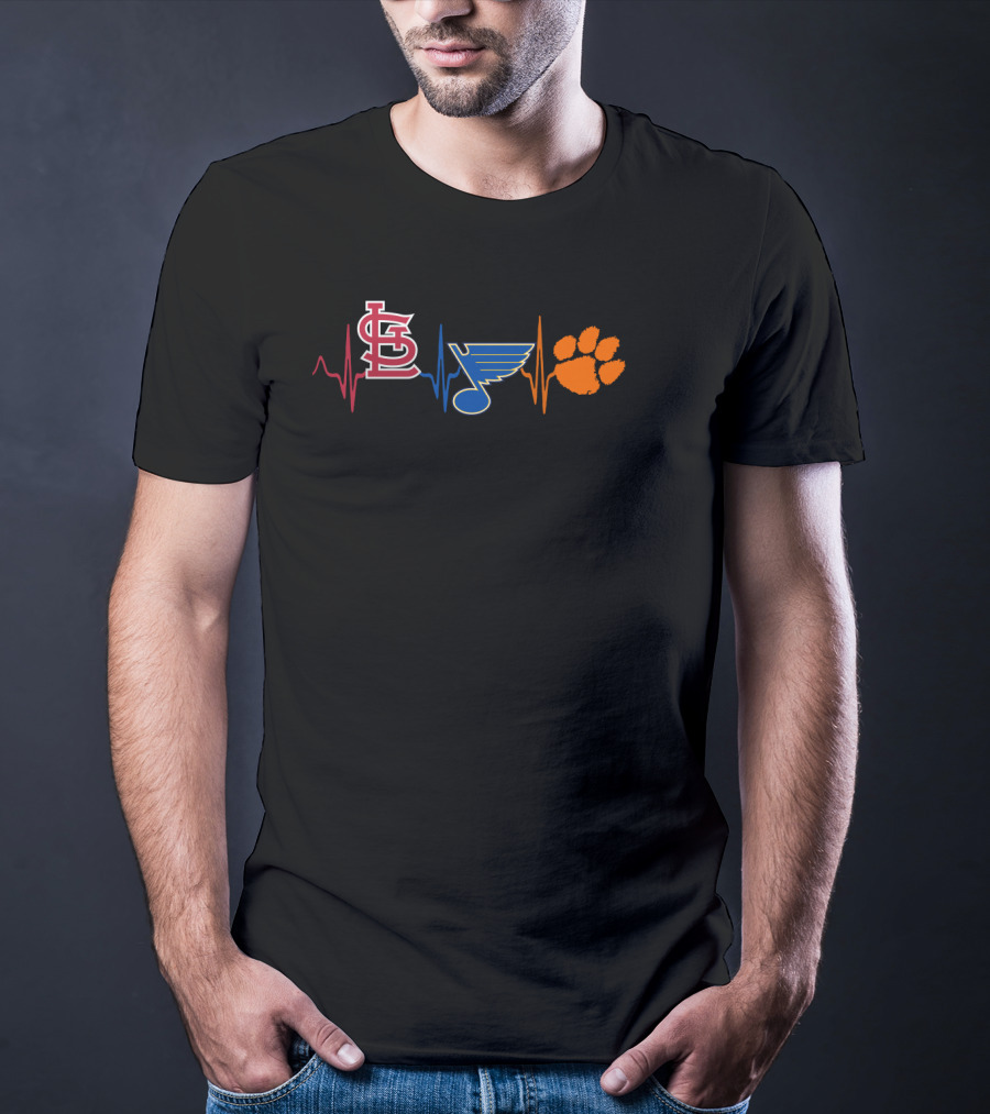 Stcardinals Blues Ct Heartbeat Paw Print T-Shirt