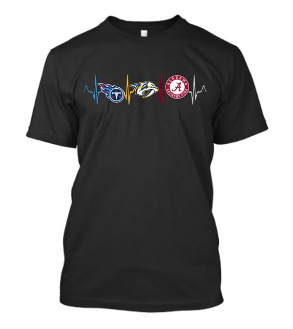 Tennessee Titans Nashville Predators Alabama Crimson Tide Heartbeat T-Shirt