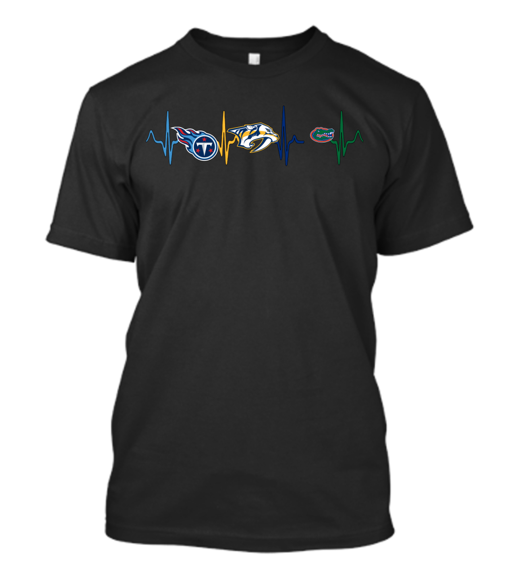 Tennessee Titans Nashville Predators Florida Gators Heartbeat Line T-Shirt