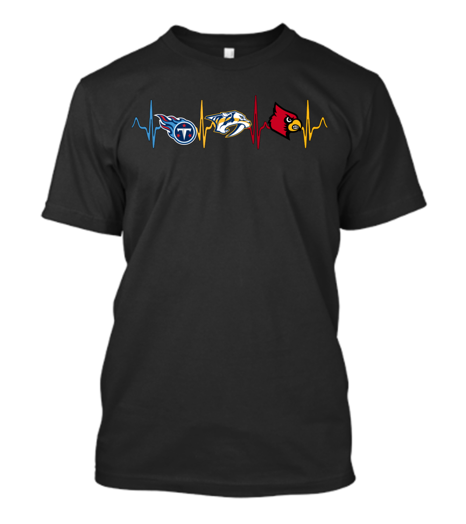 Tennessee Titans Nashville Predators Louisville Cardinals Heartbeat T-Shirt