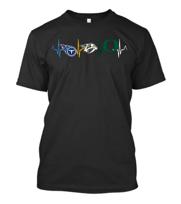 Tennessee Titans Nashville Predators Oregon Ducks Heartbeat T-Shirt