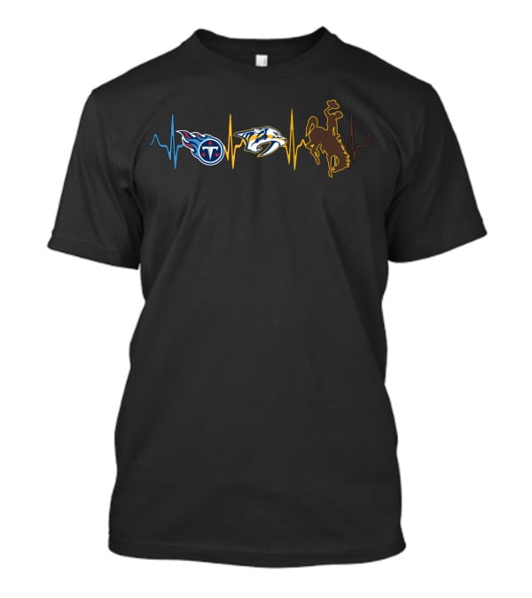 Tennessee Titans Nashville Predators Wyoming Cowboys Pulse Line T-Shirt