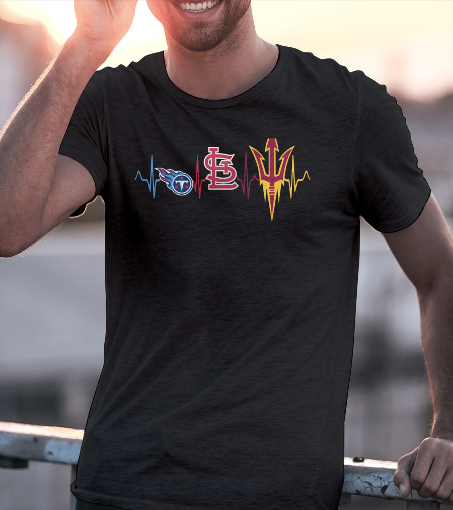 Titans St. Louis Cardinals Arizona State Heartbeat Logo Combination T-Shirt