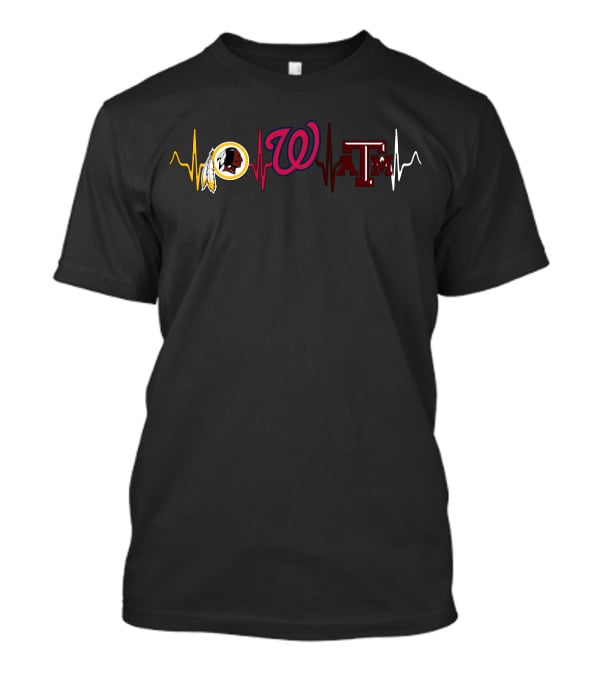 Redskins Washington Nationals Texas A&M Heartbeat T-Shirt