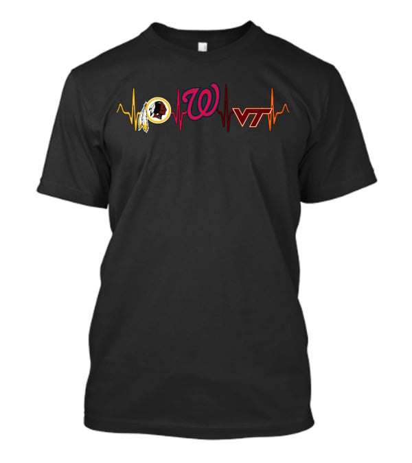 Love Redskins Nationals Vth Heartbeat Logos T-Shirt