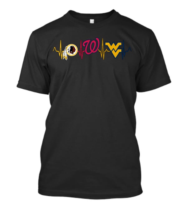 Love Redskins Nationals Wvm Heartbeat Logos T-Shirt