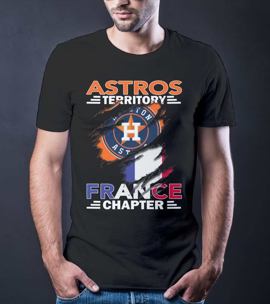 Astros Territory Houston France Chapter Flag Rip T-Shirt