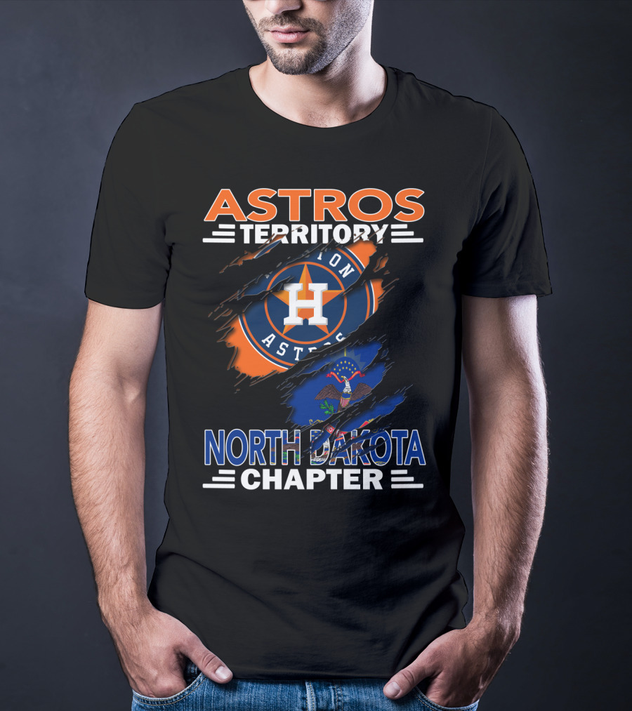 Astros Territory North Dakota Chapter With Houston Astros Emblem And State Flag T-Shirt
