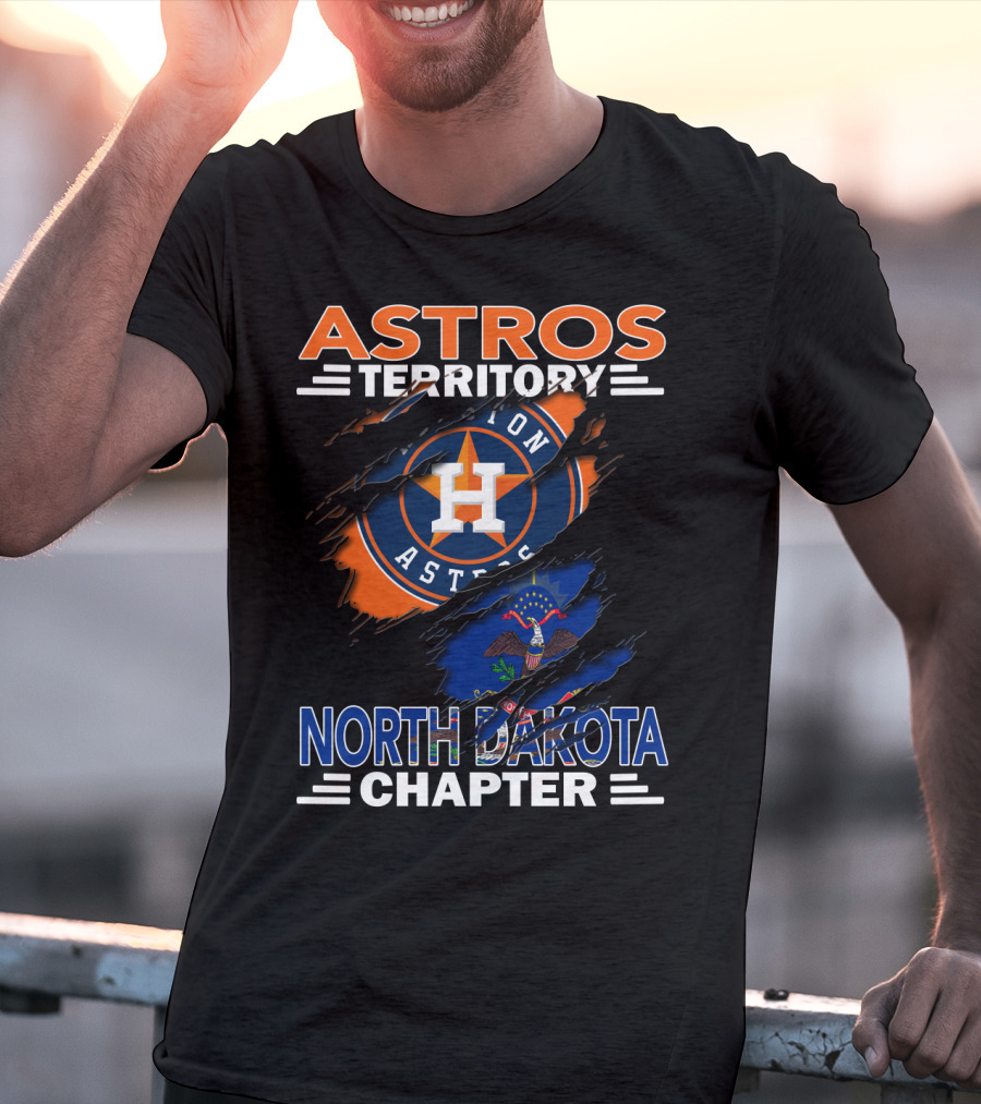 Astros Territory North Dakota Chapter With Houston Astros Emblem And State Flag T-Shirt