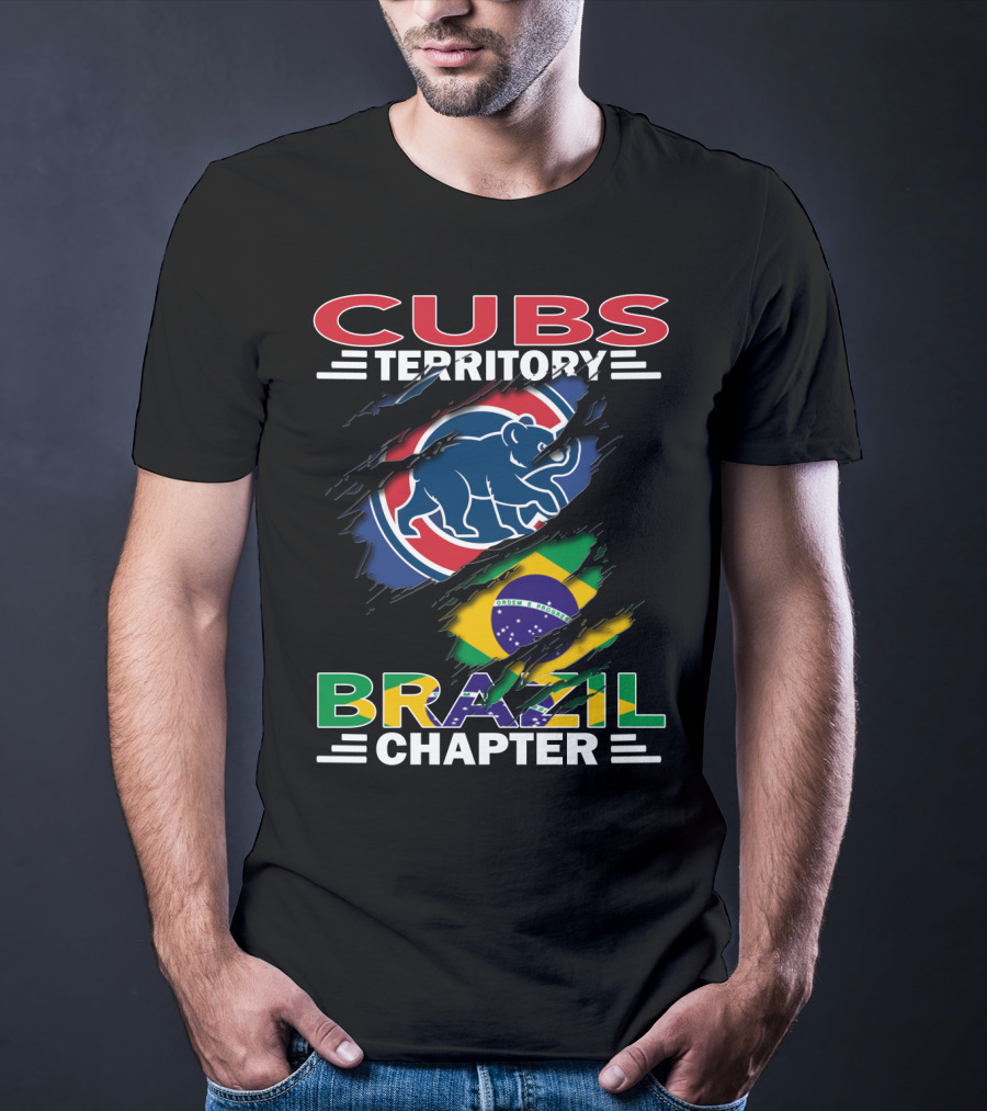 Cubs Territory Brazil Chapter Chicago Cubs Logo And Brazilian Flag T-Shirt