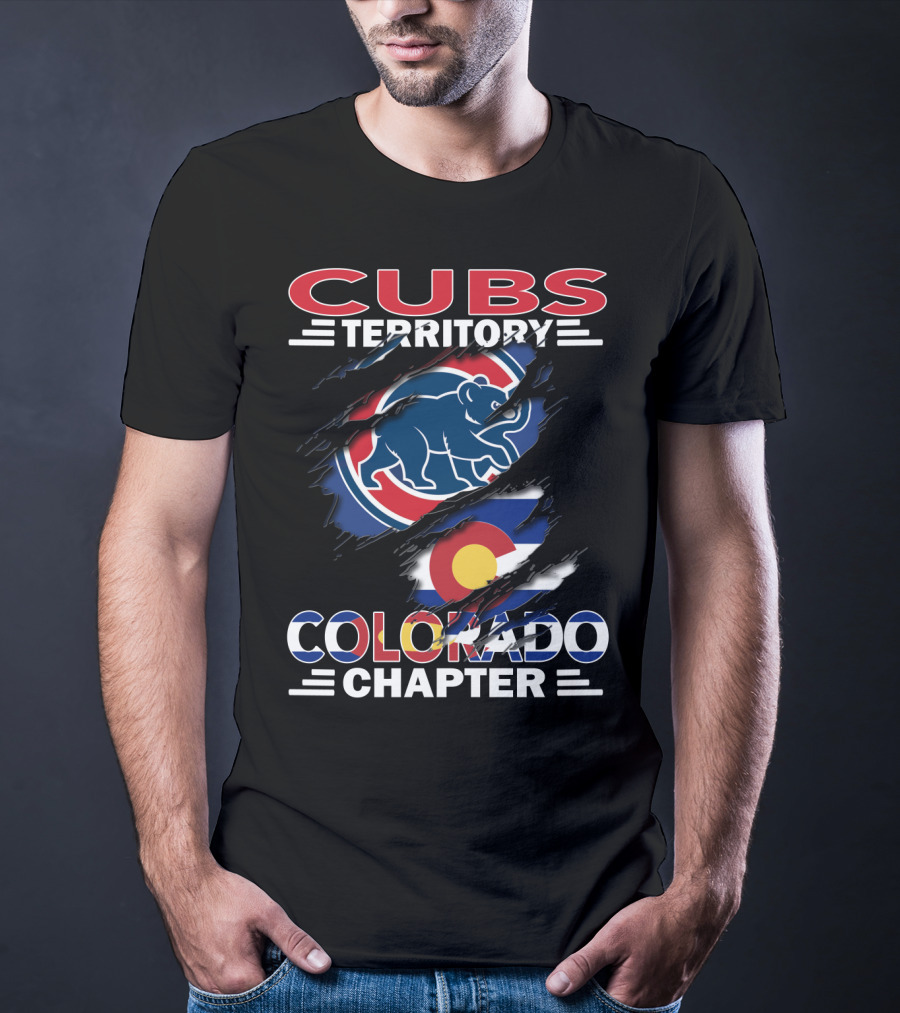Cubs Territory Colorado Chapter Logo With Bear And Colorado Flag Elements T-Shirt