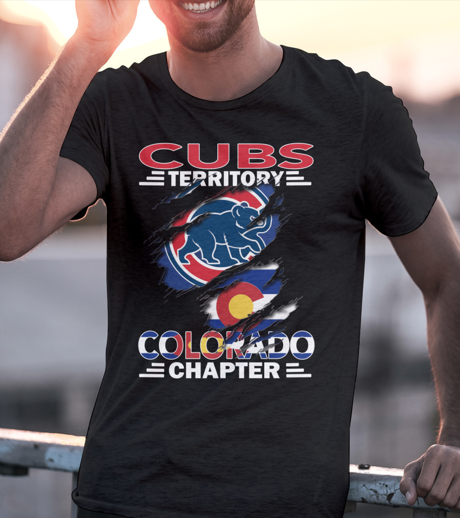 Cubs Territory Colorado Chapter Logo With Bear And Colorado Flag Elements T-Shirt