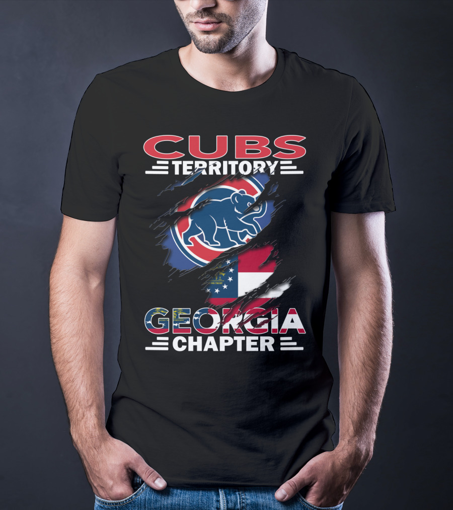 Cubs Territory Georgia Chapter Chicago Cubs Logo With Georgia Flag T-Shirt
