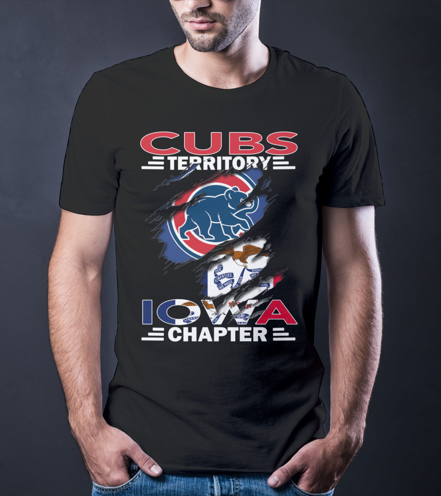 Cubs Territory Iowa Chapter Chicago Cubs Logo Illinois Flag T-Shirt