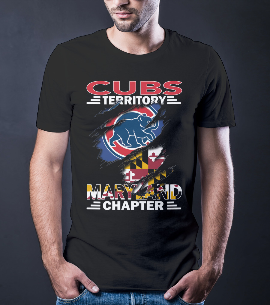 Cubs Territory Maryland Chapter Blue Bear Red Circle Maryland Flag T-Shirt