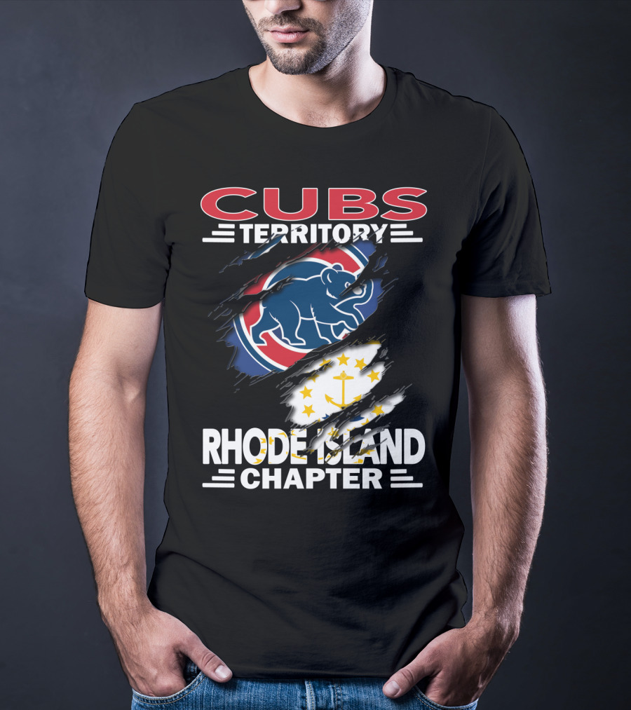 Cubs Territory Rhode Island Chapter Logo With Chicago Cubs And Rhode Island State Symbols T-Shirt