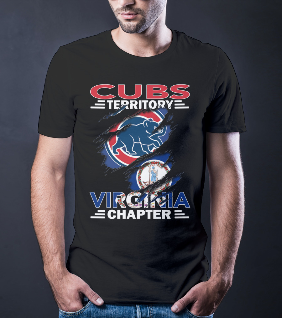 Cubs Territory Virginia Chapter Slash Design With Chicago Cubs Logo And Virginia State Emblem T-Shirt