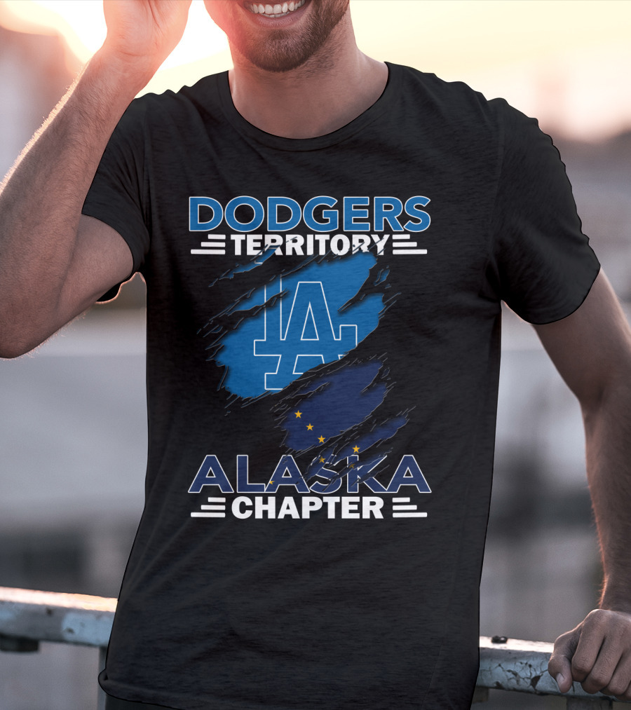 Dodgers Territory Alaska Chapter LA Logo With Alaska Flag T-Shirt