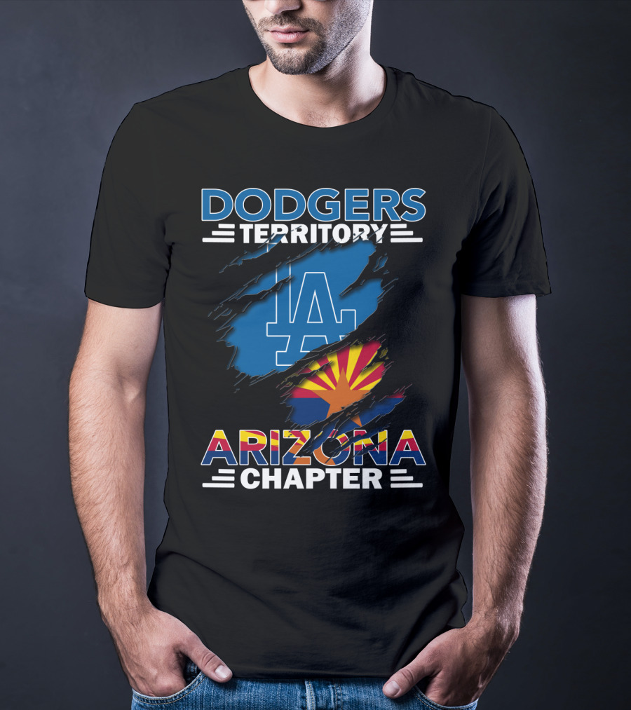 Dodgers Territory Arizona Chapter LA Logo And Arizona Flag T-Shirt