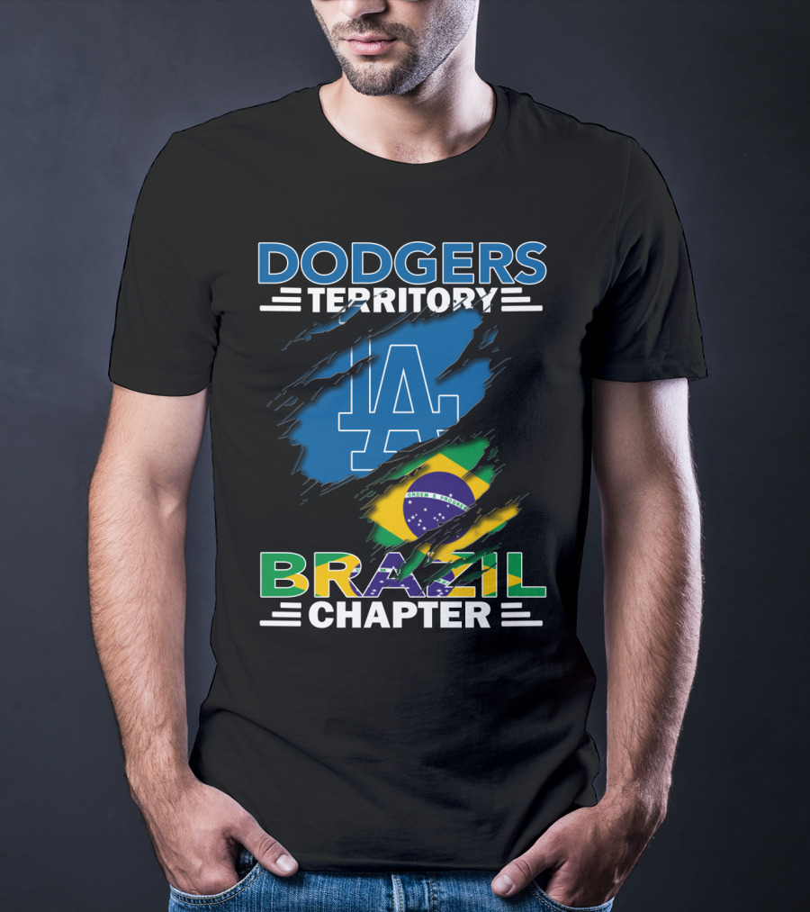 Dodgers Territory La Brazil Chapter Flag Fan T-Shirt