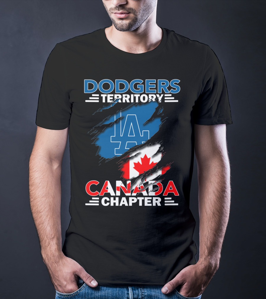 Dodgers Territory LA Logo Canada Chapter With Canadian Flag T-Shirt
