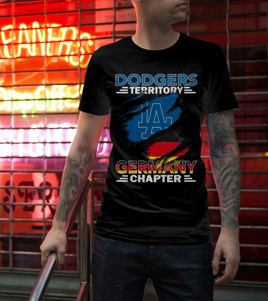 Dodgers Territory Germany Chapter LA Logo And German Flag T-Shirt